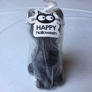 Happy Halloween Party Black Cat Candle Spooky Decor Unscented New w Defect READ